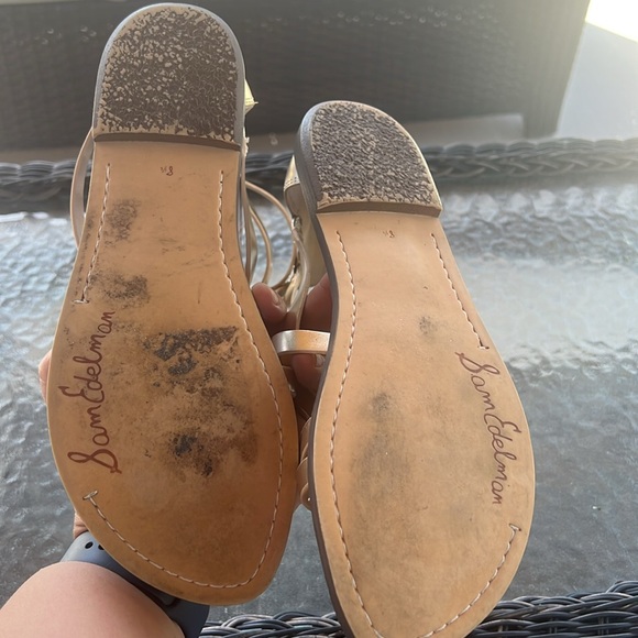 Sam Edelman Ganesa Gladiator Sandals Gold Strappy Flat Leather Women’s 8.5 - Picture 6 of 11